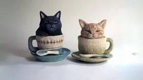 Heykel - Fincan Kedi